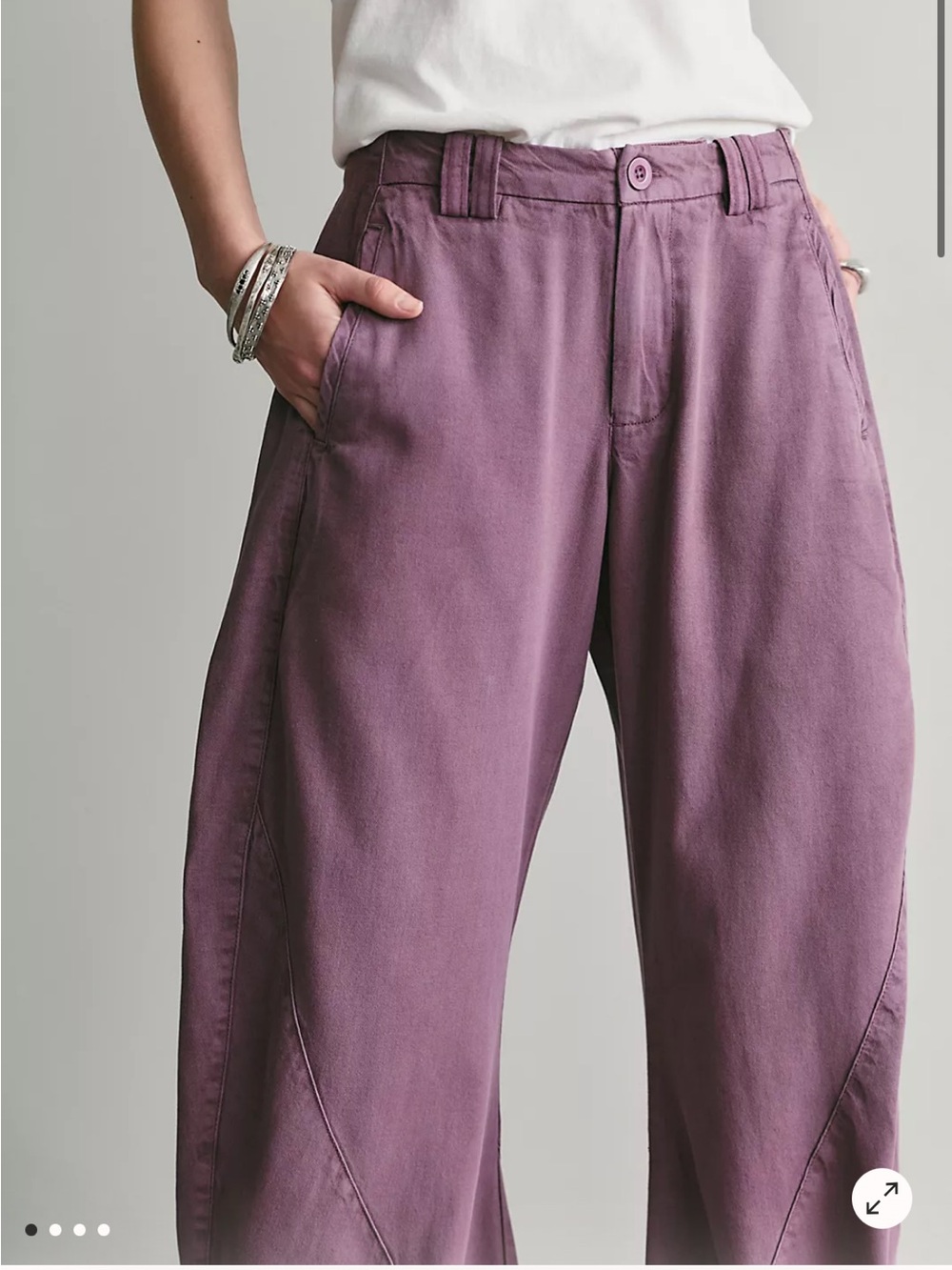 Free People Spotlight Washed Barrel Chino Trousers 6 Italian Plum NWT Wide Pant - Picture 4 of 11